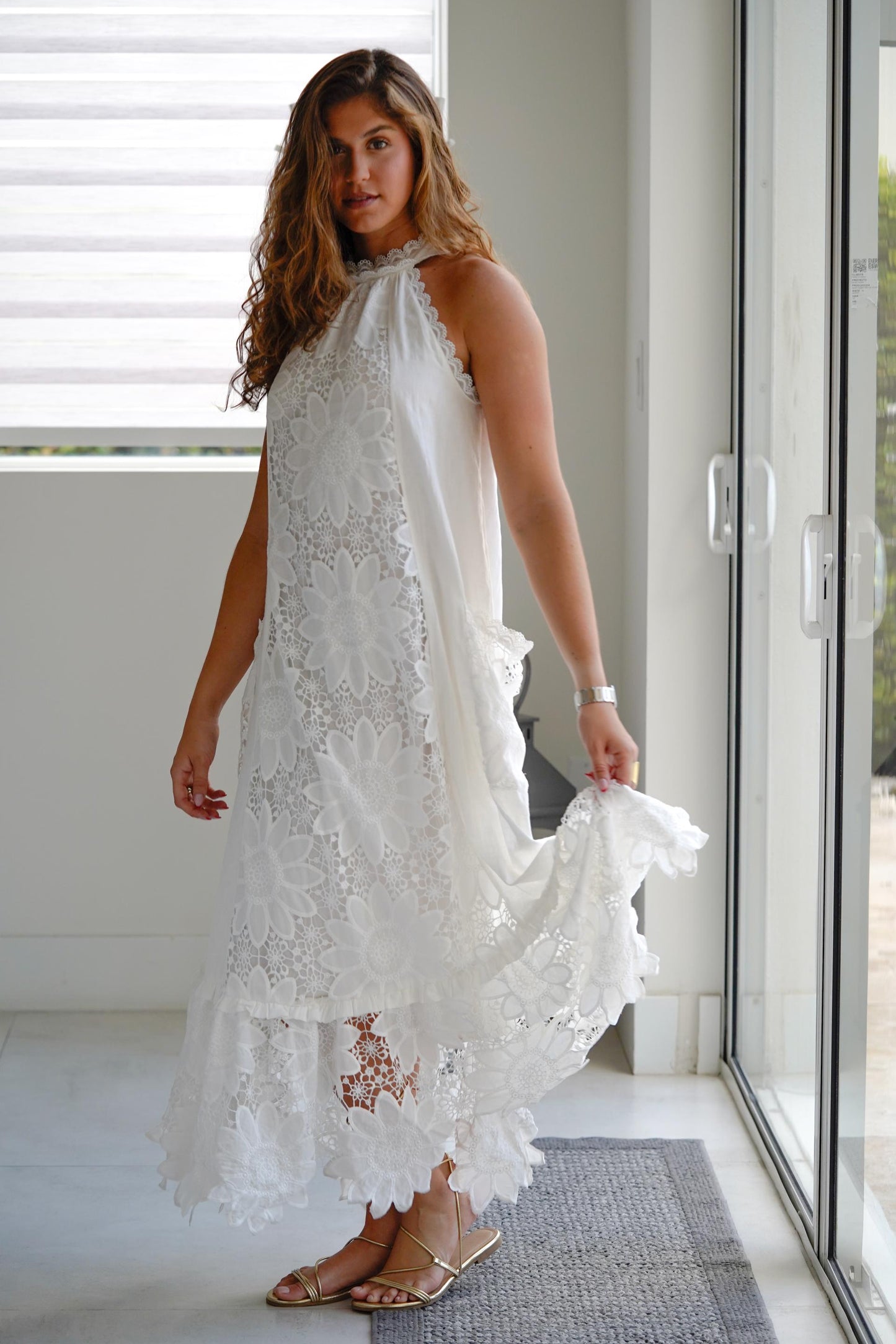 Dress Maxi Halter Embroidery