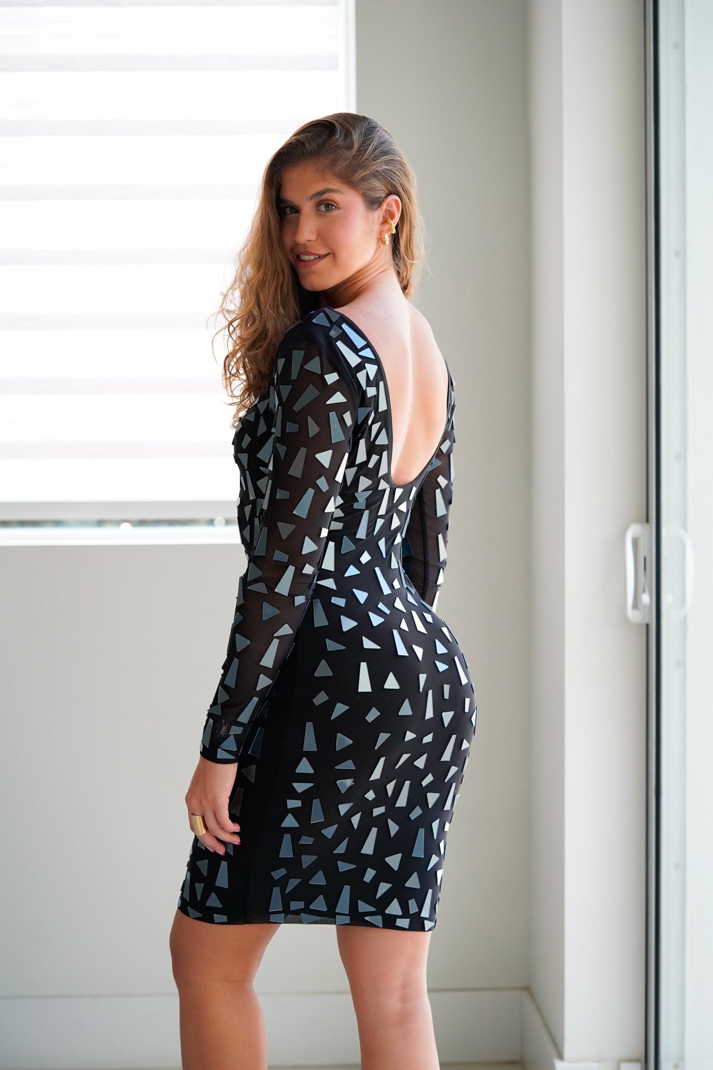 Dress Black short mirror