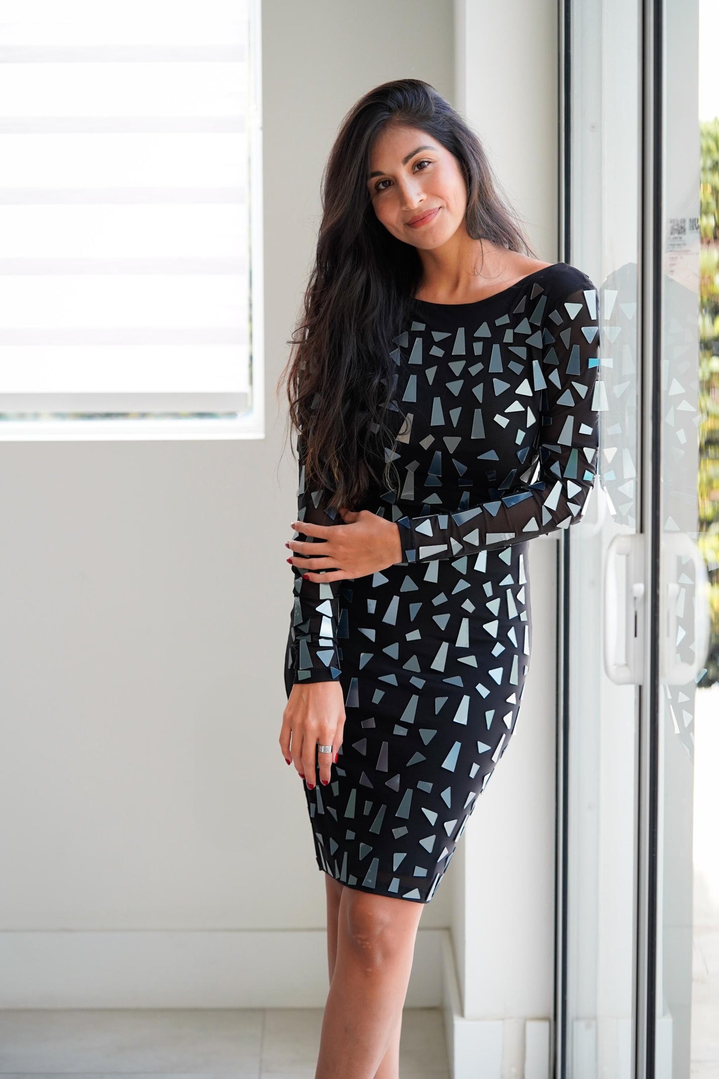 Dress Black short mirror